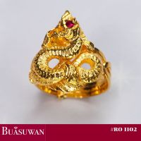 แหวน กลพญานาค ส่วนของด้วยตาประดับด้วยพลอยทับทิม ตัวเรือน ทองคำแท้ 18K