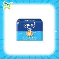 Equal Classic 50 Sticks อิควล คลาสสิค ผลิตภัณฑ์ให้ความหวานแทนน้ำตาล 1 กล่อง มี 50 ซอง