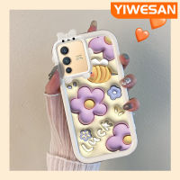 YIWESAN เคสสำหรับ VIVO V23 5G S12 5G V23i 5G 3D การ์ตูนน่ารักดอกไม้แฟชั่นสีสันสดใสเคสโทรศัพท์โปร่งใสกันกระแทกนิ่มที่สร้างสรรค์น่ารักเคสป้องกันซิลิโคนรูปสัตว์ประหลาดน้อยเลนส์กล้องถ่ายรูป