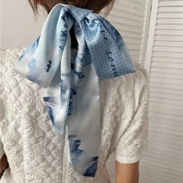 Oil Painting Print Twilly Scarf Elegant Neck Tie Imitation Silk