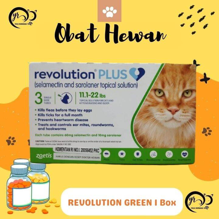 REVOLUTION CAT (GREEN) All Varian Obat Tetes Kutu Untuk Kucing