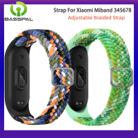 BassPal สายไนลอนถักสำหรับ Mi Band 8 5 6 7สายรัดข้อมือยืดหยุ่นปรับได้สายข้อมือสำหรับเปลี่ยนสำหรับ Xiaomi Miband 34