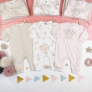 PUPPIES CLOSET Set 3 bộ body liền bé gái màu hồng HM