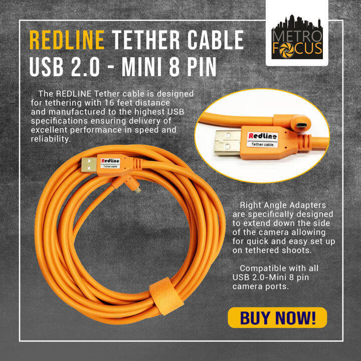 RedLine Tether Cable USB 2.0 to 8Pin MiniUSB Cable Lazada PH