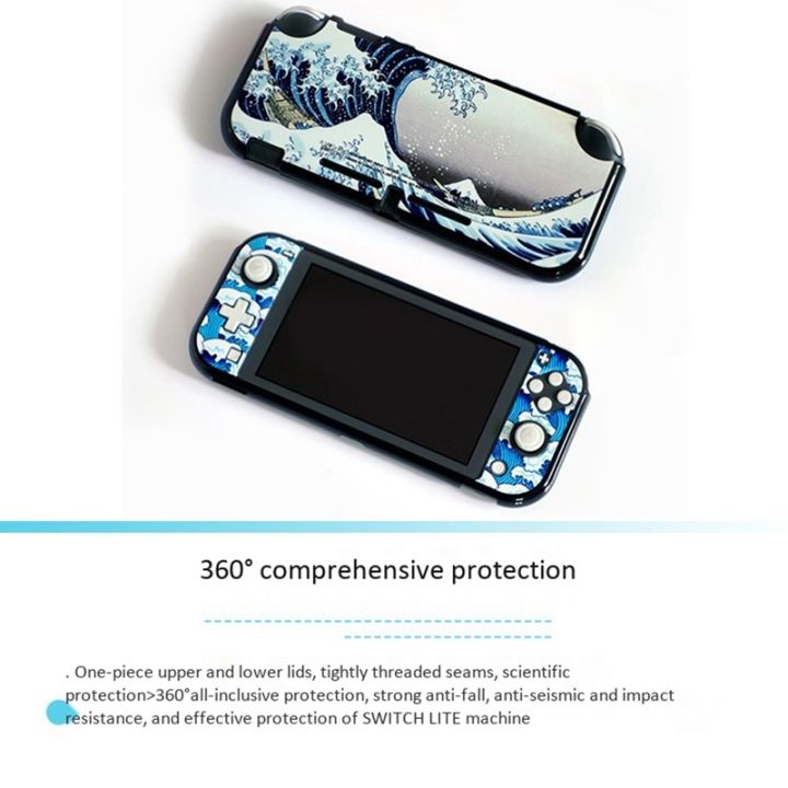 for-nintendo-switch-lite-protective-shell-full-cover-upper-and-lower-cover-painted-shell-sx-117-ukiyo-e-sea-waves