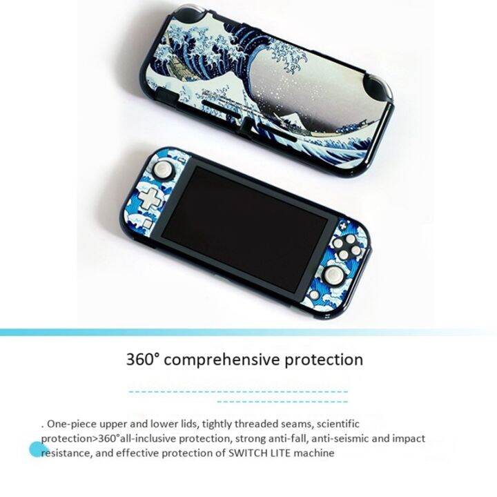 for-nintendo-switch-lite-protective-shell-full-cover-upper-and-lower-cover-painted-shell-sx-117-ukiyo-e-sea-waves