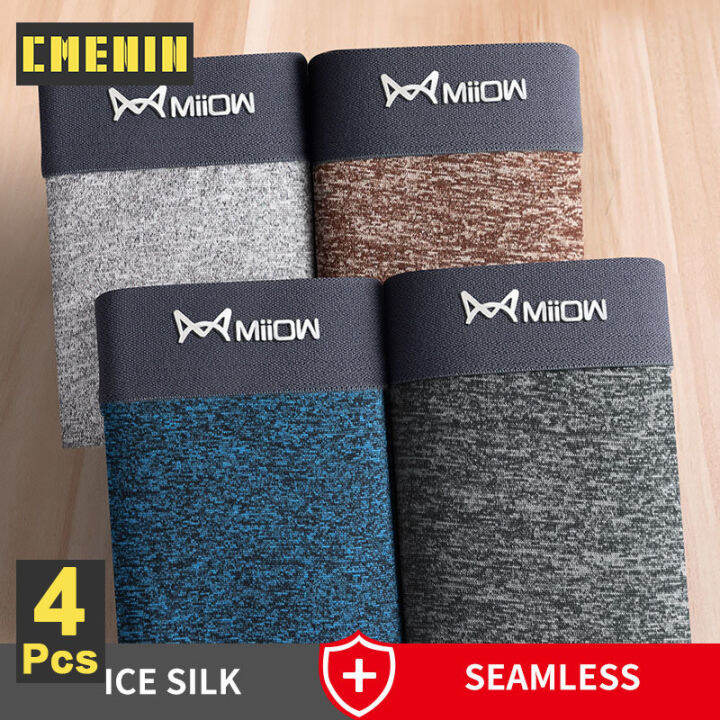 cmenin-miiow-4pcs-ไนลอนต้านเชื้อแบคทีเรียกางเกงในชายนักมวยกางเกงขาสั้นกางเกงชั้นในเซ็กซี่นุ่มชุดชั้นในชายนักมวยชาย-m1040