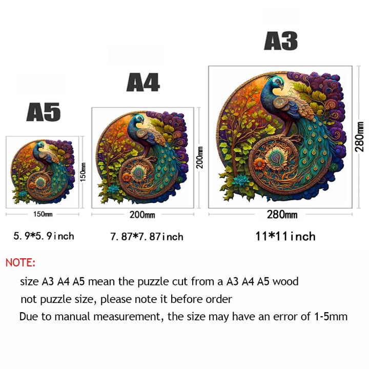 adult-animal-wooden-puzzles-round-peacock-and-bird-wooden-puzzle-childrens-puzzle-toy-festival-gift-a3-a4-a5-multi-size-puzzle