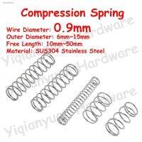 ┅๑♣ 10Pcs Wire Diameter φ0.9mm SUS304 Stainless Steel Cylidrical Coil Compression Spring Rotor Return Compressed Springs