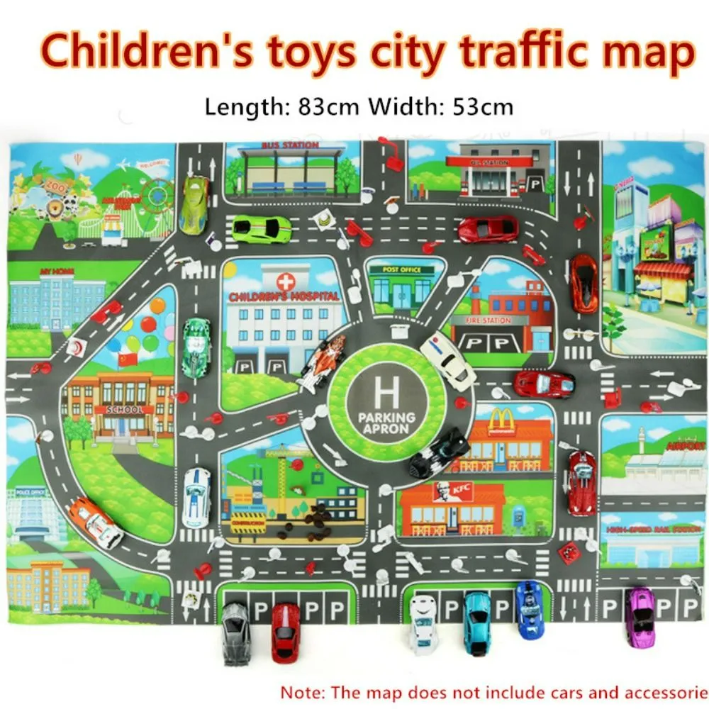 พรมเมืองการ์ตูน Kids Toys แผ่นปูพื้นแผนที่ การจราจรรถเสื่อปีนเสื่อปีนรถเสื่อของเล่นพรมเพื่อนเล่นถนนลานจอดรถในเมืองแผนงานประดิษฐ์ทำด้วยตัวเองสัญญาณถนนการจราจร  | Lazada.Co.Th