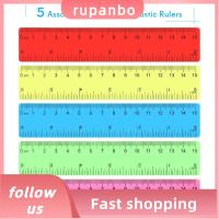 RUPANBO039392692 50แพ็คสีไม้บรรทัดใส15ซม. สื่อการสอนอุปกรณ์ร่างแบบนิ้วไม้บรรทัดพลาสติกบ้าน