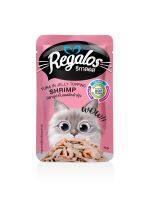 Regalos  Tuna In  Jelly  Topping  รีกาลอส อาหารเปียกแมว ปลาทูน่าในเยลลี่หน้ากุ้ง  ชนิดซอง 70g   จำนวน 12ซอง