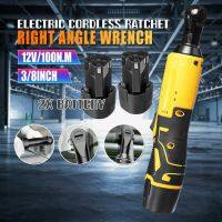 8000mAh 12V 3/8" Power Cordless Ratchet Wrench with 2  Li-ion Electric Wrench Max. Torque 45 Compact WIth LED Light Yellow