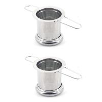 Foldable Tea Strainer Loose Tea Brewer, Ultra-Fine Mesh Loose Tea Device Foldable Handle Design with Lid 2PCS