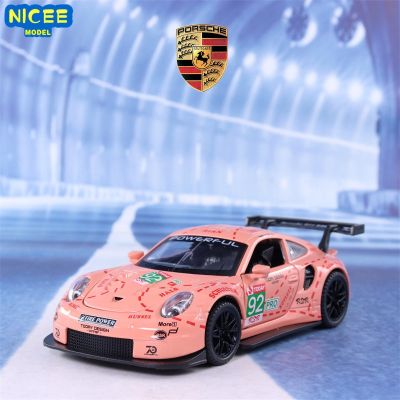 1:32 Porsche 911 RSR Racing Car High Simulation Diecast Metal Alloy Model Car Sound Light Pull Back Collection Kids Toy Gift A40