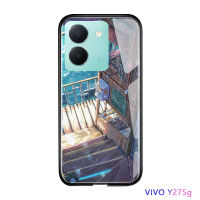 โทรศัพท์มือถือ Y27เคสสำหรับ Vivo 5G OPPO A78 4G หรูหรามุมกันกระแทกหรูหราโทรศัพท์มันวาวกระจกเทมเปอร์เคสประกบหลังแบบแข็งฝาครอบเชลล์เคส