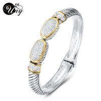 UNY Bangle Pave Stone Cable Wire Retro Antique Spring Claps Bangle Beautiful Love Valentine Christmas Gifts Free Ship celets