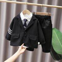 【CC】 Boys Coat  Pants 2PCS/Set 2022 Buttons Warm Thicken Suits Outfits Size Children Clothing