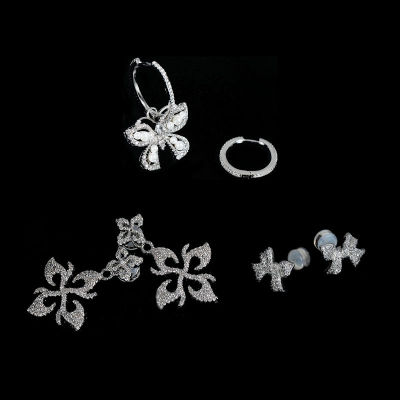 Fashion Charms Earrings 925 Sterling Silver Pearl butterfly Ear Studs Ear Clip Luxury Brand Monaco Jewelry For Women Party Gift