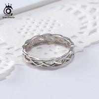 ORSA JEWELS Weave Pattern Ring 925 Sterling Silver Rings Wedding Band Women Twisted Ring Fashion Jewelry Anniversary Gift SR62