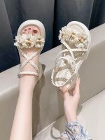 ❐ Thick-soled sandals womens 2023 new summer fairy wind with skirt beach sandals fashion flowers niche Roman shoes