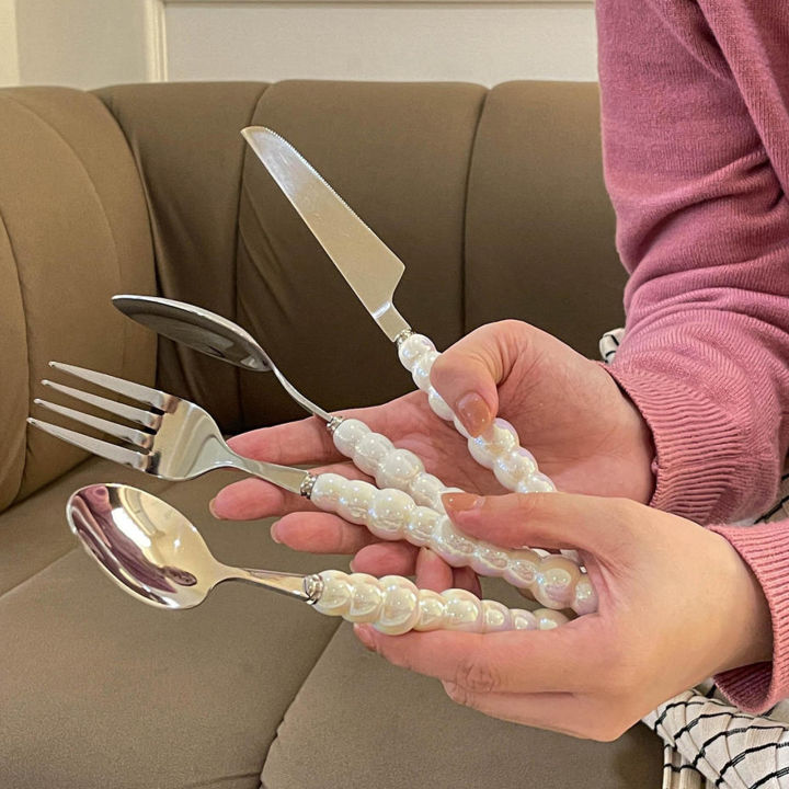 dessert-spoon-cutlery-ceramic-pearl-handle-cutlery-stainless-steel-fork-stainless-steel-cutlery-set-of-four-stainless-steel-spoon