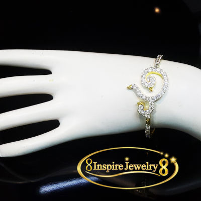 INSPIRE JEWELRY  กำไลฝังเพชรสวิส งานจิวเวลลี่ แบบร้านเพชร white gold plated / diamond cloning