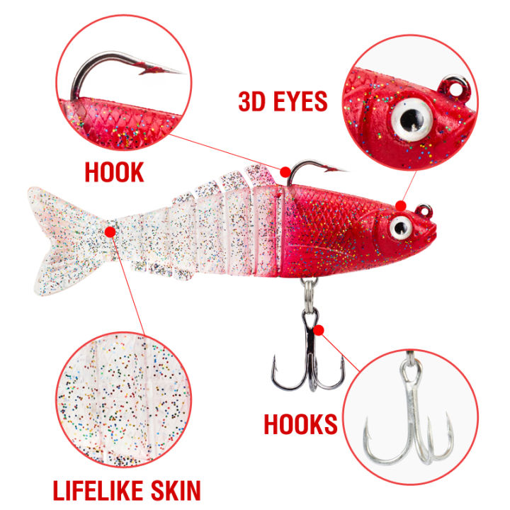 หัวสีแดงตกปลาเหยื่อชุดชนิดบรรจุกล่อง0-7-13-9-5-17-17กรัมพลาสติกอ่อน-t-rolling-ล่อตกปลา3d-ตา-likelife-ผิว-swimbait-นุ่ม-t-หาง