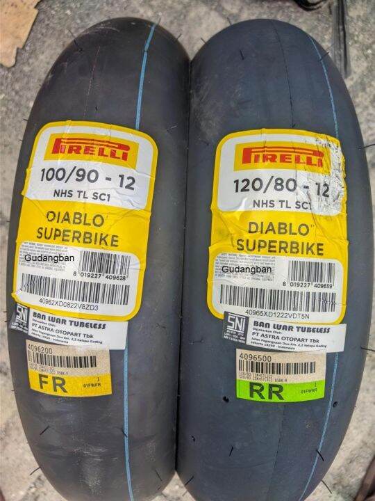 Paket Pirelli Diablo Superbike 100 90 12 dan 120 80 12 Tubeless Ban