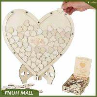 Heart Shape Wedding Guest Book Alternative Wooden Frame with 80 Blank Hearts