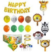 Jungle Animal Balloon Lion Giraffe Foil Aluminum Balloons Banner Set Easy to DIY Backdrop Kids Birthday Party Balloons Arch Photo Props Supplies security