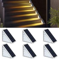 LED Solar Step Lights Waterproof Outdoor Stair Lights, Warm White Solar Deck Lights Solar Decoration Lights 6 Pack