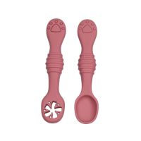 2pcs Infant Spoon Fork Set Food-grade Silicone Baby Feeding Utensils Baby Cutlery Training  Kids Feeding Tableware Bowl Fork Spoon Sets