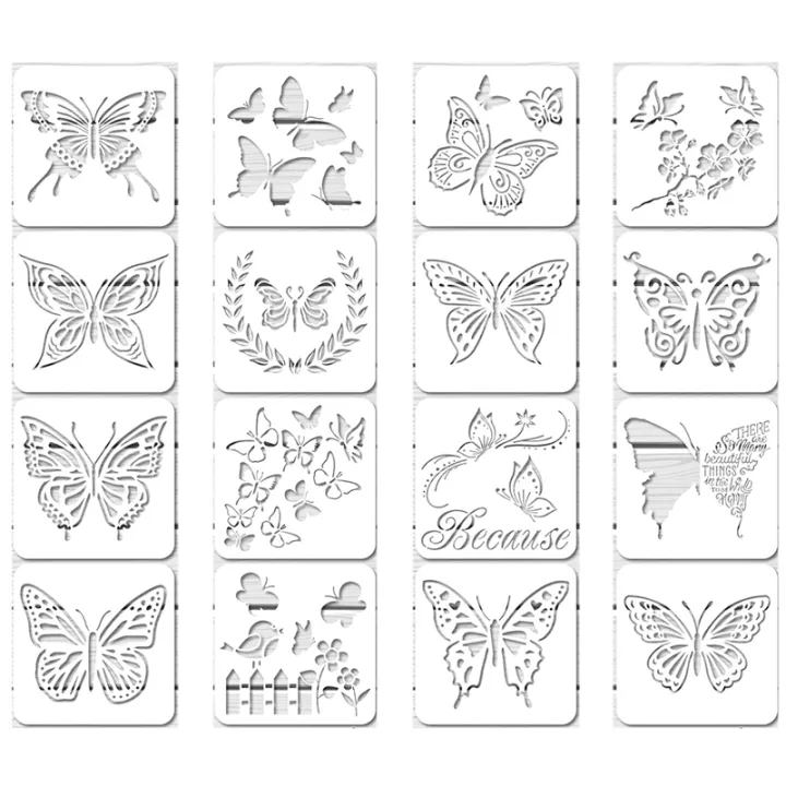 16Pcs Reusable Butterfly Stencils Butterfly Template Art Painting ...
