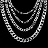 BTEN Curb Cuban Mens Necklace Chain Gold Black Silver Color Stainless Steel Necklaces for Men Fashion Jewelry 3/5/7/9/11mm