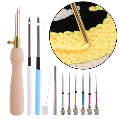 1 Set Punch Needle Tool Poke Needle Embroidery Stitch of All Models Poking Cross Stitch Tools Changeable Head Sewing Accessories Needlework