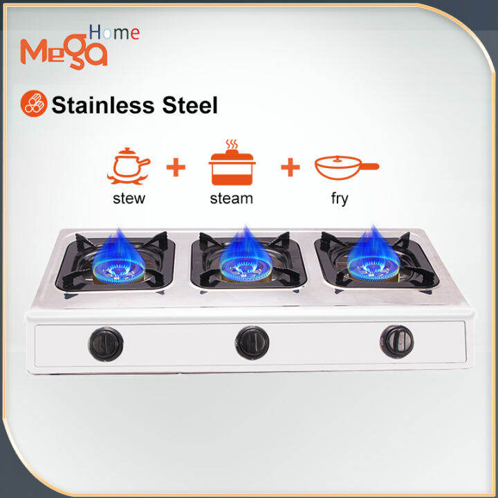 MegaHome 3 Burners Gas Stove Gas Range Triple Burner for Home with