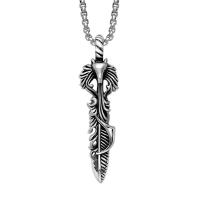 Vintage Men Stainless Steel Feather Necklace Male Chain Titanium Pendant Chain Jewelry