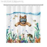 【CW】⊕  Shower Curtains Courtain Cartoon Dog Sea Turtle 3d Kid Accessories Set