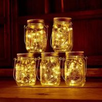 [COD] Cross-border exclusively for creative solar mason led jar lights garden lawn bottle hanging light