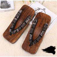 Ninja Cosplay Traditional Unisex Wooden Paulownia Japanese Flat Square Geta Clog Man Shoes Flip Flop Summer Sauna Sandals