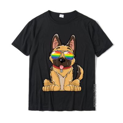 German Shepherd Gay Pride Flag Sunglasses LGBT T Shirt Puppy T-Shirt Custom Tops Tees For Men Cotton T Shirt Camisa