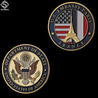 USA Collectible Gold Challenge Coin Embassy Paris Department Of State Commemorative Medal Coin Gifts