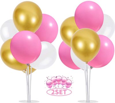 Pink White and Gold Balloon Table Decorations 2 Table Center Balloon Holder Kits for 38th Womens Day Birthday Party Supplies
