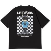 Lifework เสื้อยืดสุนัขแบรนด์ทันสมัยเกาหลีสำหรับผู้ชาย,เสื้อไซส์ใหญ่สำหรับสตรีสั้นเสื้อยืดแขนสั้นสั้นสำหรับผู้หญิงคุณภาพเสื้อคอตตอนฤดูร้อน