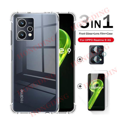 1-To-3 Soft Case + กล้อง Len Protector Realme 9 4G /9 Pro + ตัวป้องกันหน้าจอกระจกนิรภัยสำหรับ Realme9 Realmi 9 4G 2022 RMX3521 6.4"