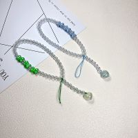 1PCS Mobile Phone Straps Green Blue Beads DIY Handmade Straps For Phone Case Key Chain Lanyard Ornaments Bracelet Phone Charms