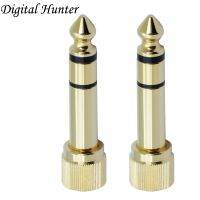 2Pcs Gold Plated Adapter Jack 6.35mm 3Pole Stereo Male Plug With Inside Screw to 3.5mm Jack Stereo Female Socket Converter Electrical Connectors