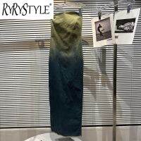 RYRYSTYLE ชุดเดรสผ้าเดนิมหน้าอกยาวแบบเก่าล้างน้ำได้ลายคนดังสำหรับฤดูใบไม้ร่วง