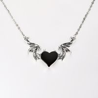 JDY6H Fashion Devil Wings Heart Necklace Retro Pendant Punk Hip Hop Necklaces for Women Gothic Jewelry Festival Party Anniversary G